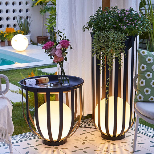 Lampadaire solaire de jardin lampe nordique en pot de fleurs pour Villa cour cour passerelle couloir décor extérieur IP65 éclairage étanche - vue 5 sur 18