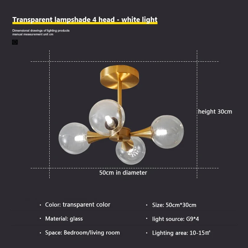 lustre nordique en verre blanc pour éclairage intérieur - vue 12 sur 23