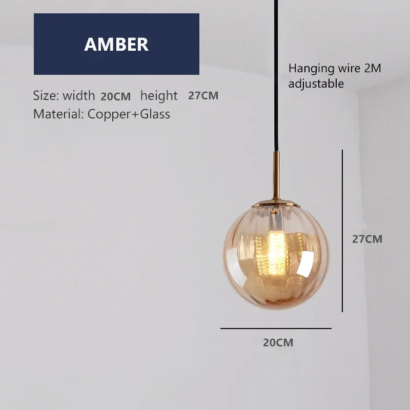 lustre moderne en verre design suspendu lumineux nordique - vue 8 sur 14