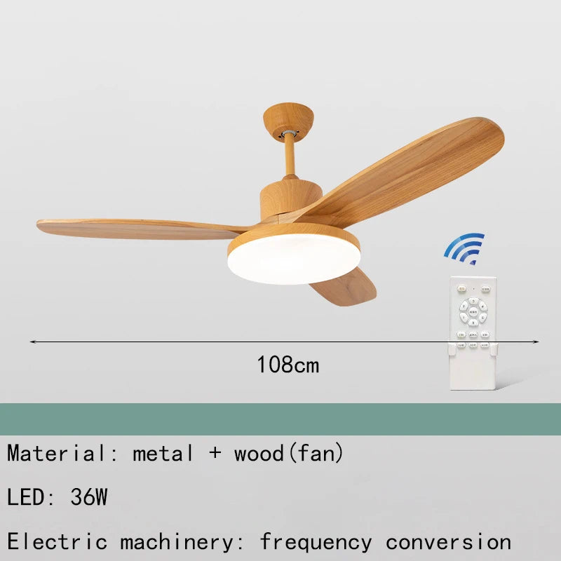 ventilateur de plafond moderne en bois avec lumière led et télécommande