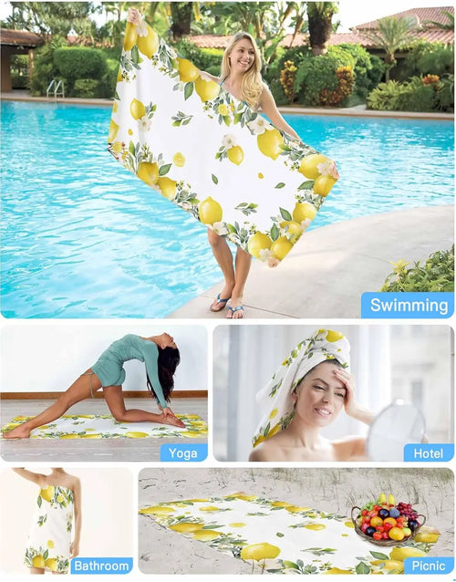 Serviette de bain microfibre motif citron floral plage