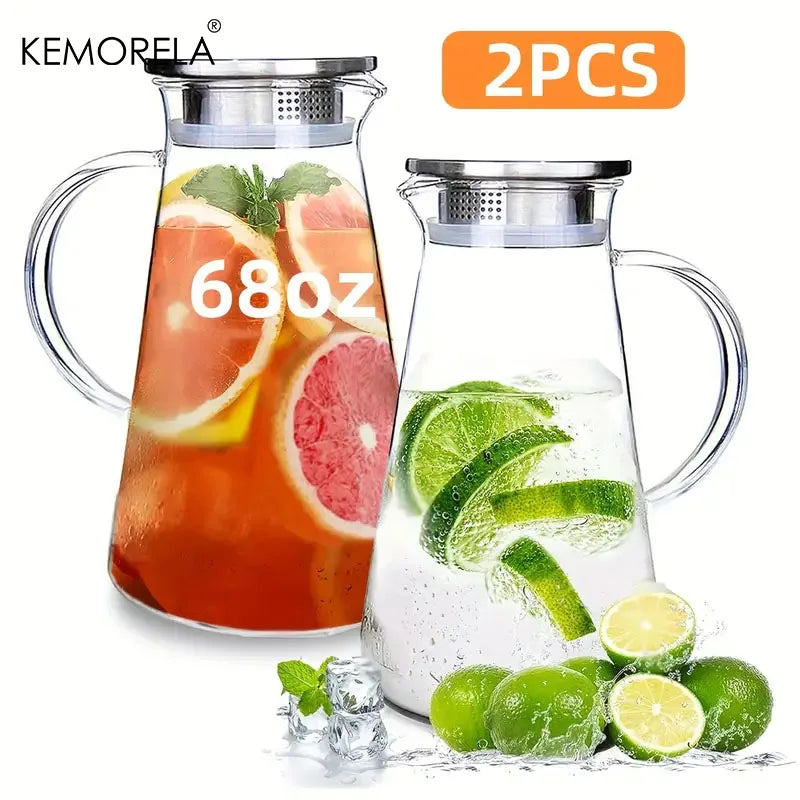 Lot bouteilles 2l verre borosilicate style becher