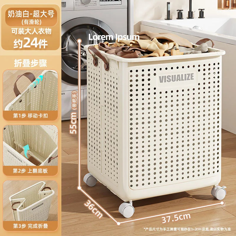 panier de rangement pliable imitation rotin pour jouets et linge - vue 8 sur 12