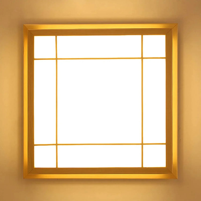 plafonnier led encastré en bois style japonais avec télécommande