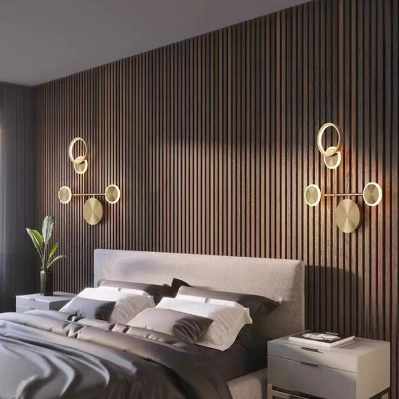 Applique murale design LED décoratif doré maison - vue 7 sur 9