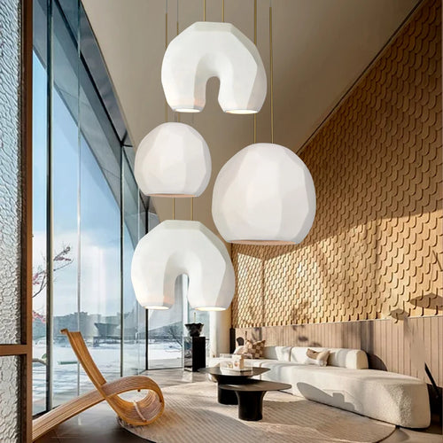 lustre moderne en forme de u design en résine pour éclairage d'étude