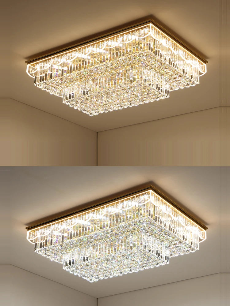 plafonnier led variable en cristal et acier inoxydable pour intérieur moderne - vue 4 sur 12