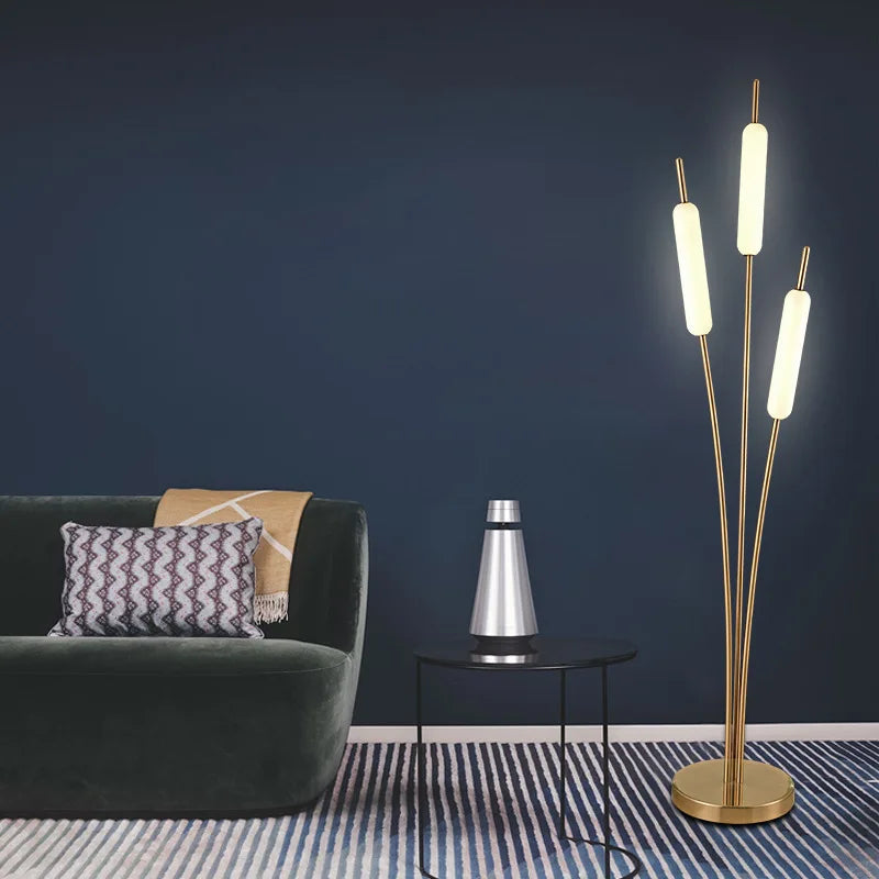 Lampe sur pied nordique à 3 têtes en forme d'oreille de blé - vue 5 sur 8