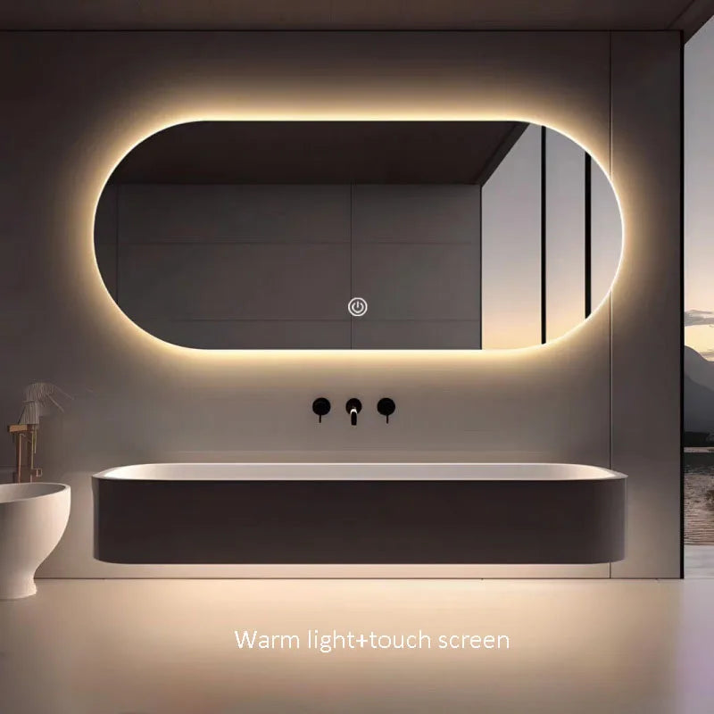miroir intelligent elliptique lumineux anti-buée trois couleurs mural - vue 15 sur 18