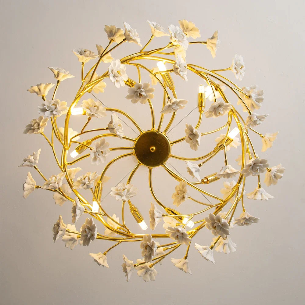lustre en céramique à fleurs françaises pour décoration romantique - vue 5 sur 8