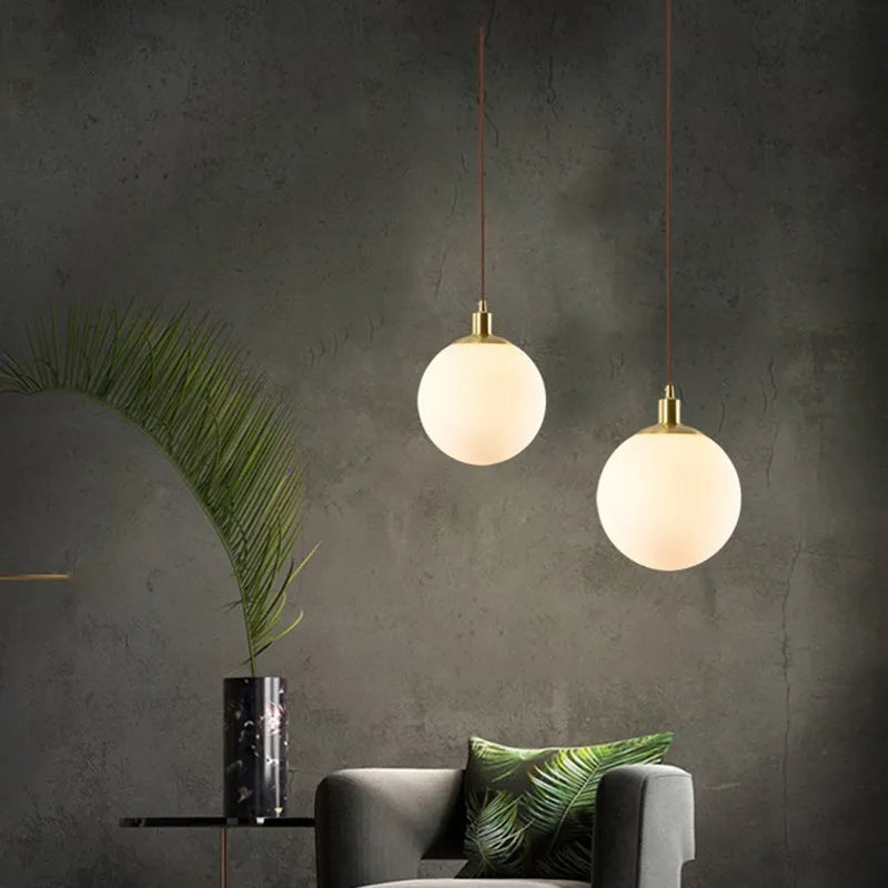 Suspension en verre nordique 8-50 cm boule ronde lampes suspendues pour la maison pour Bar chambre salon café décoration Luminaires Lustre