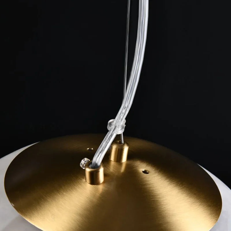 lustre sphérique suspendu en marbre naturel de luxe - vue 5 sur 6