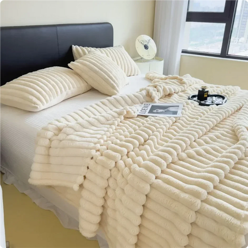 plaid doux épais effet carreaux style moderne chambre - vue 6 sur 7