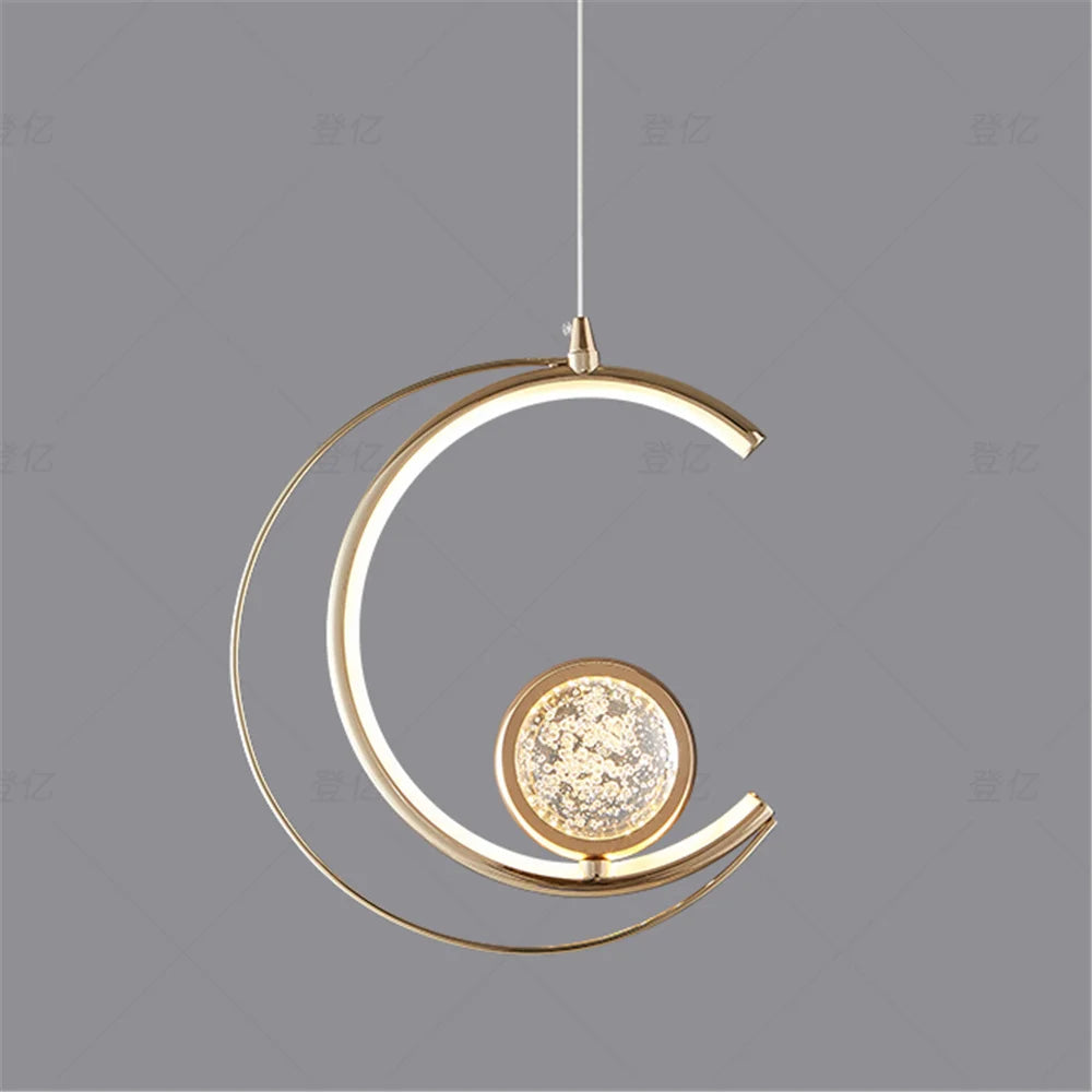 suspension en cristal de croissant de lune nordique élégante - vue 7 sur 8