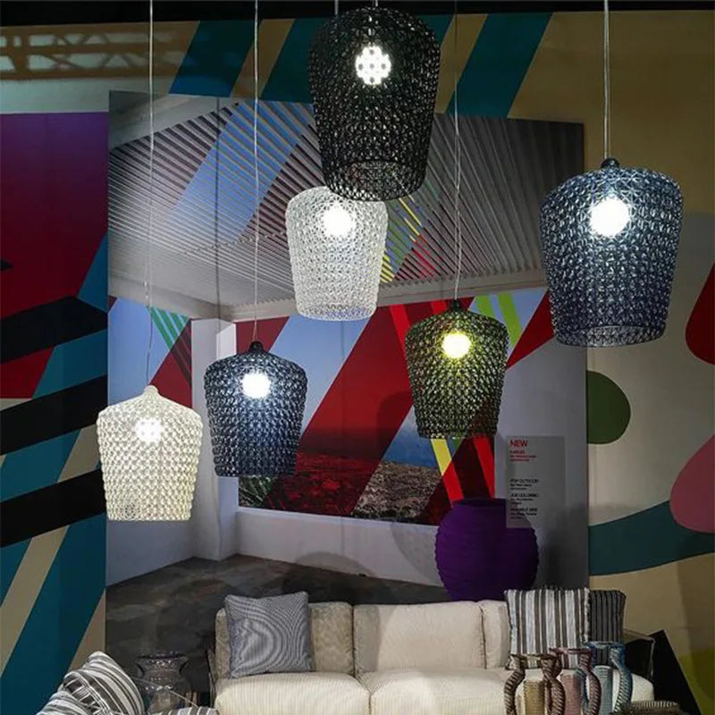 lampe suspendue moderne en acrylique transparent pour divers espaces