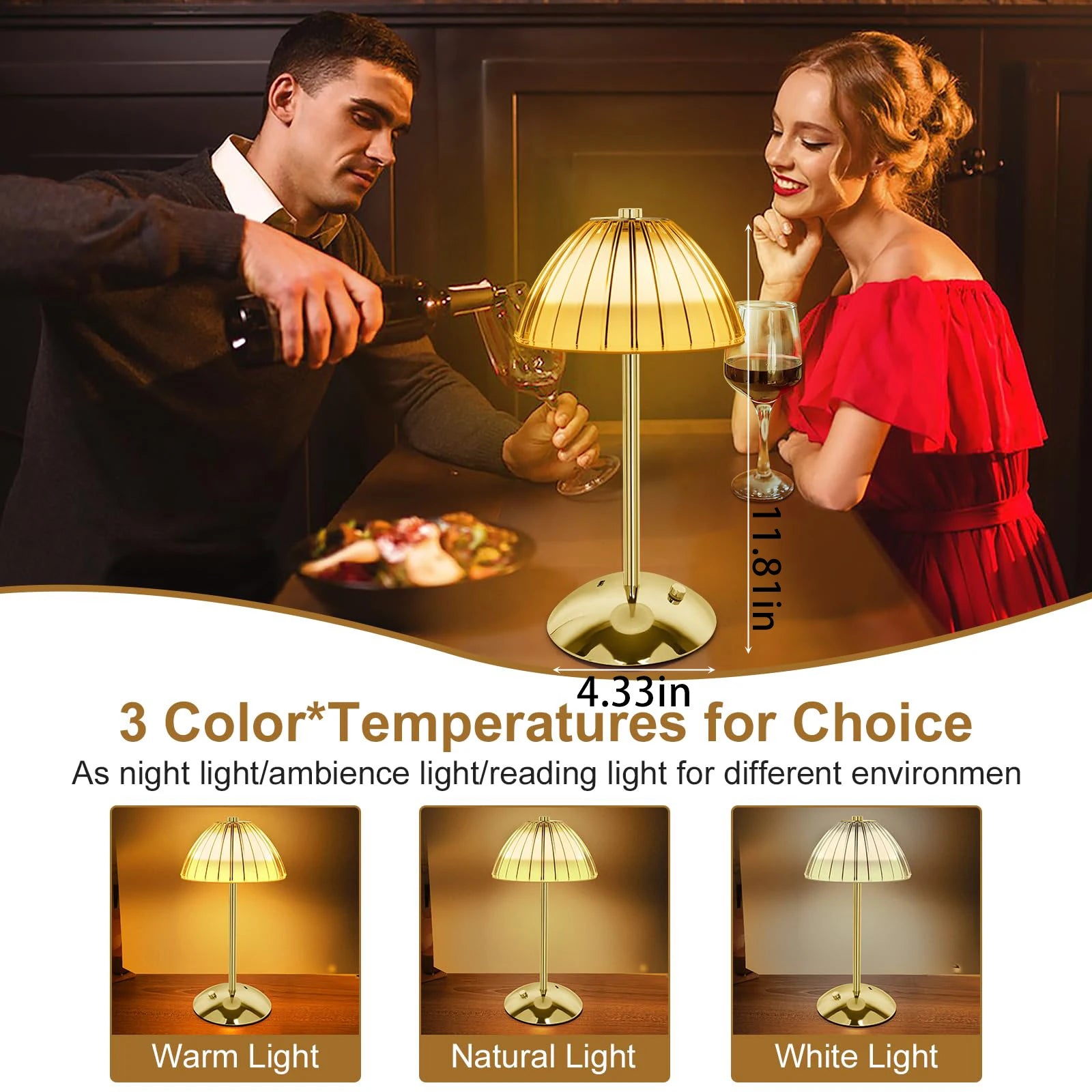 1-4Pcs LED Crystal Table Lamp Touch Sensor Desk Lamp USB Cordless Night Light Restaurant Atmosphere Lamp Bar Cafe Home Decor - vue 4 sur 8