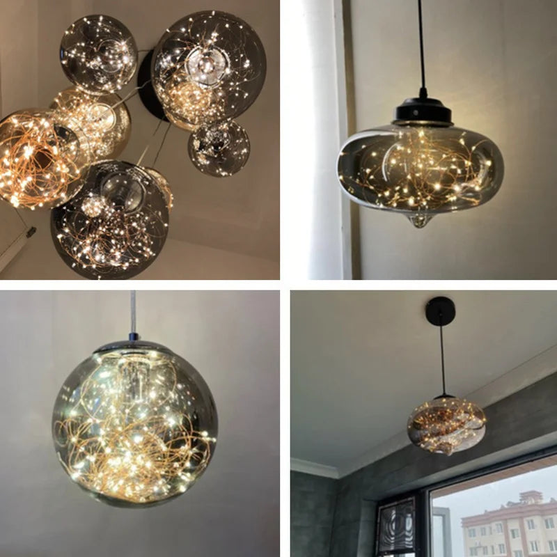 lustre nordique en étoile design en verre pour décoration intérieure - vue 6 sur 25