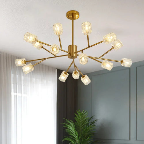 lustre led en cristal design nordique suspendu moderne