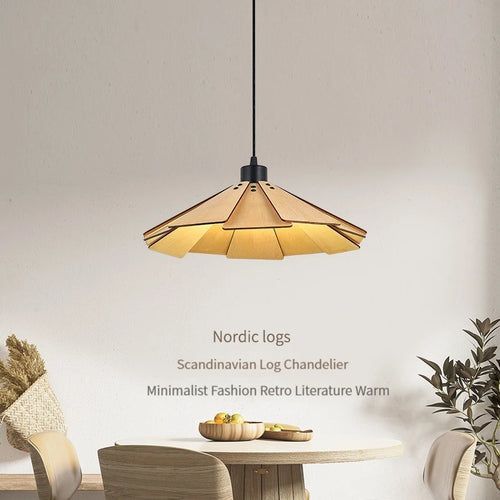 suspension en bois rétractable à bascule luminaire décoratif d'intérieur - vue 2 sur 18