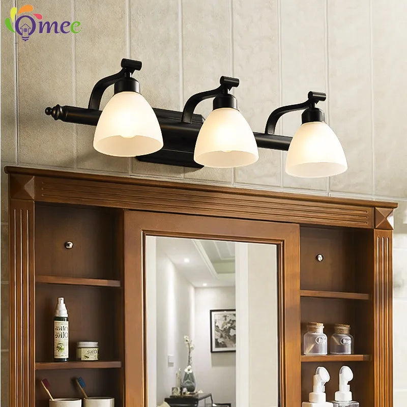OMEE applique murale LED moderne AC90-260V applique murale salle de bains Vintage miroir lumières luminaire applique noir Bronze éclairage - vue 4 sur 12