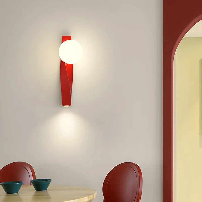 applique murale led en aluminium et verre blanc rotatif