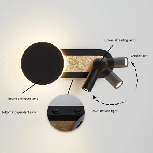 applique murale led nordique moderne rotative avec interrupteur