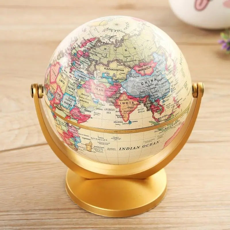 lot de 2 globes rétro éducatifs rotatifs pour bureau et décoration - vue 3 sur 7