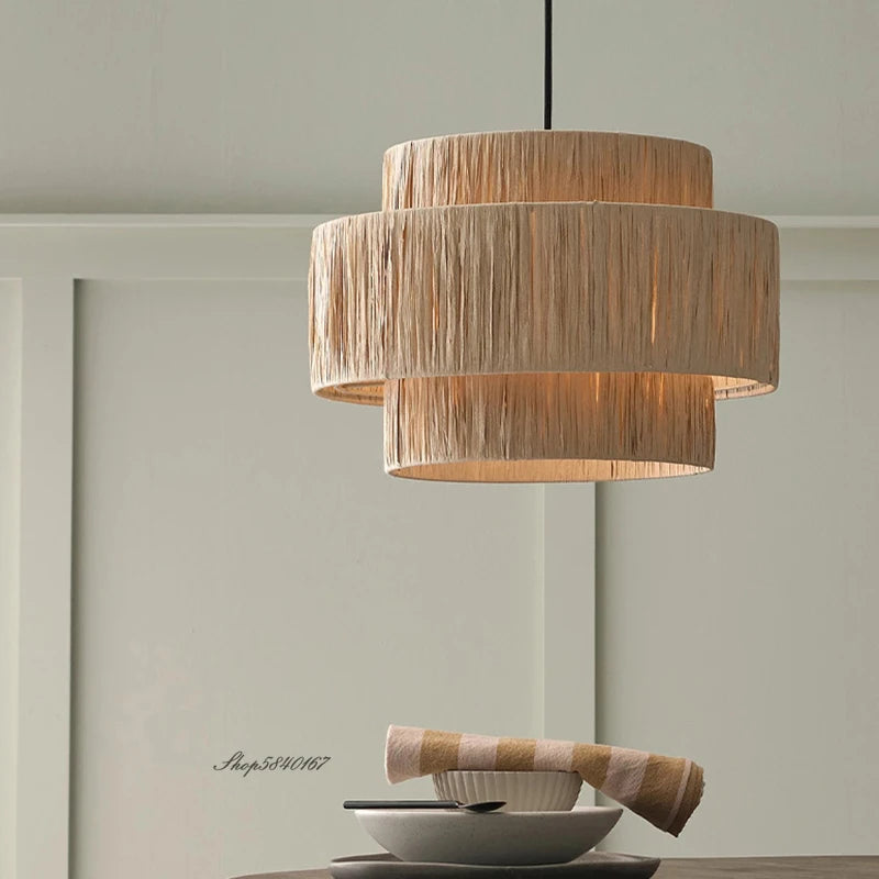 lustre en rotin style japonais fait à la main créatif