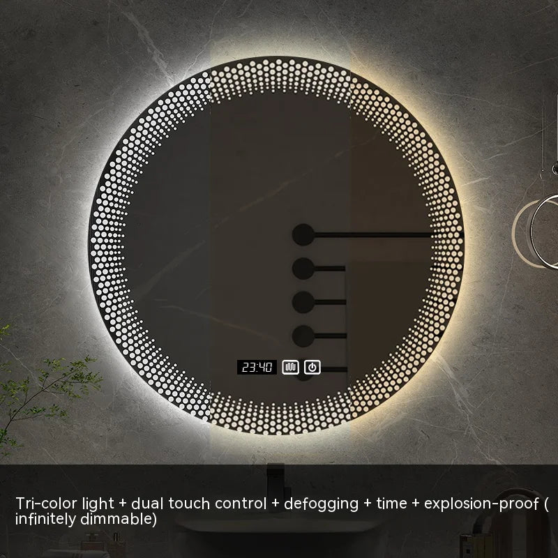 miroir rond à led avec rétroéclairage réglable et antibuée intelligent - vue 21 sur 25