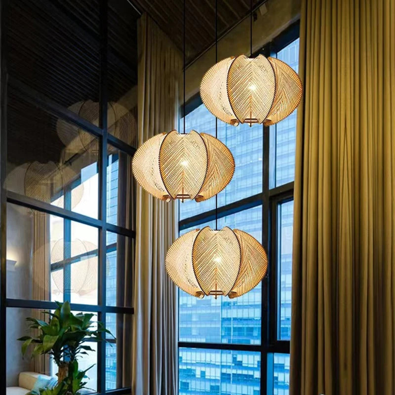 suspension en tissu et bois pour magasin et hôtel - vue 4 sur 10