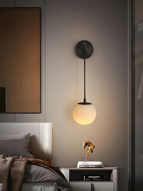 lampe de chevet moderne en cuivre et marbre naturel
