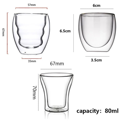 Ensemble tasses expresso double paroi verre 80 ml
