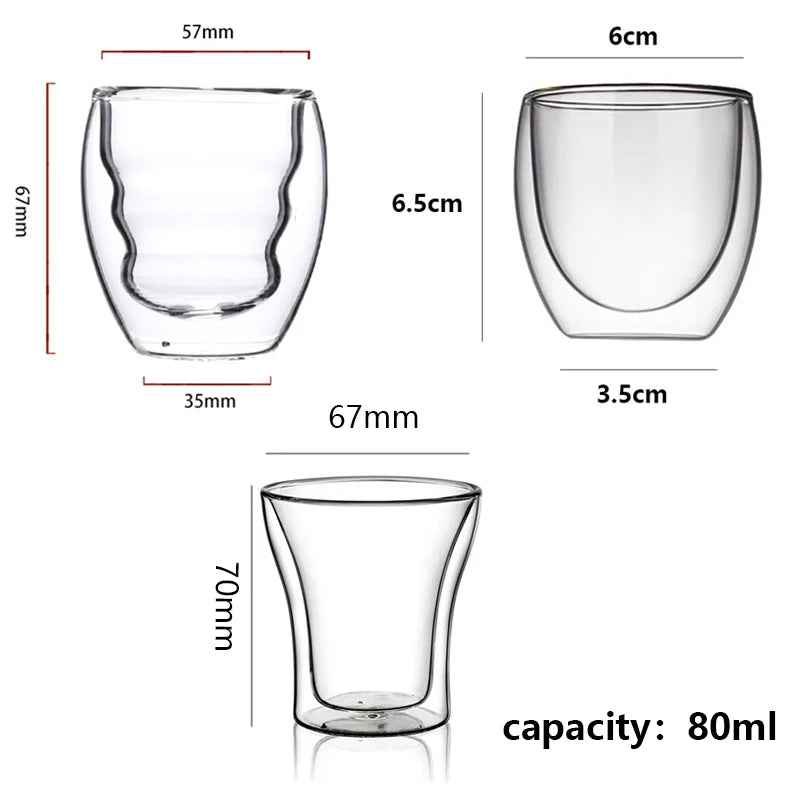 Ensemble tasses expresso double paroi verre 80 ml - vue 7 sur 7