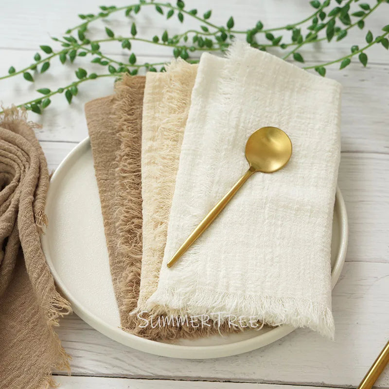 Serviette de table gaze coton rustique lot 12 - vue 5 sur 7