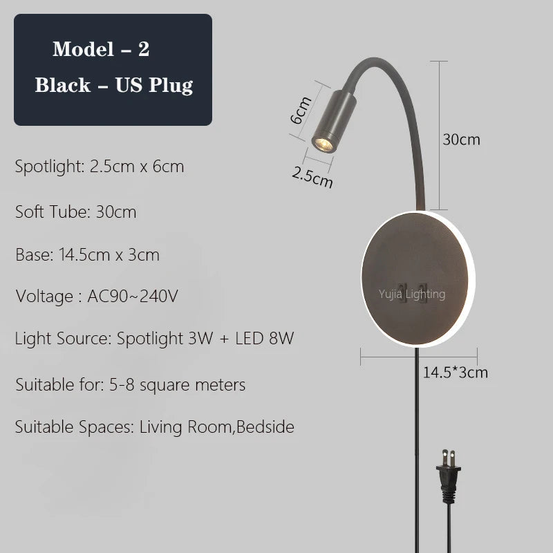 applique murale led moderne avec ports usb et interrupteur - vue 16 sur 22