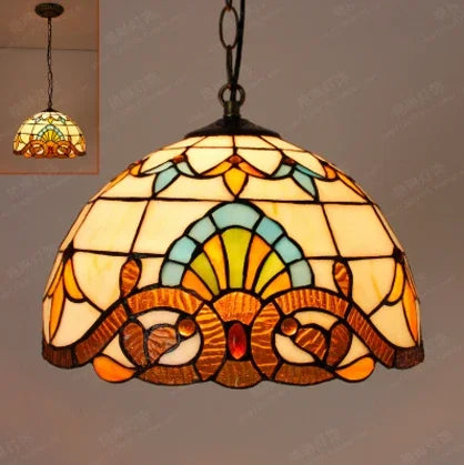 suspension tiffany en verre décorative style nordique paon faite à la main - vue 10 sur 10
