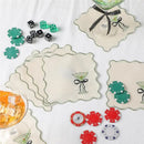 Serviette de table vintage broderie festonnée tissu lavable