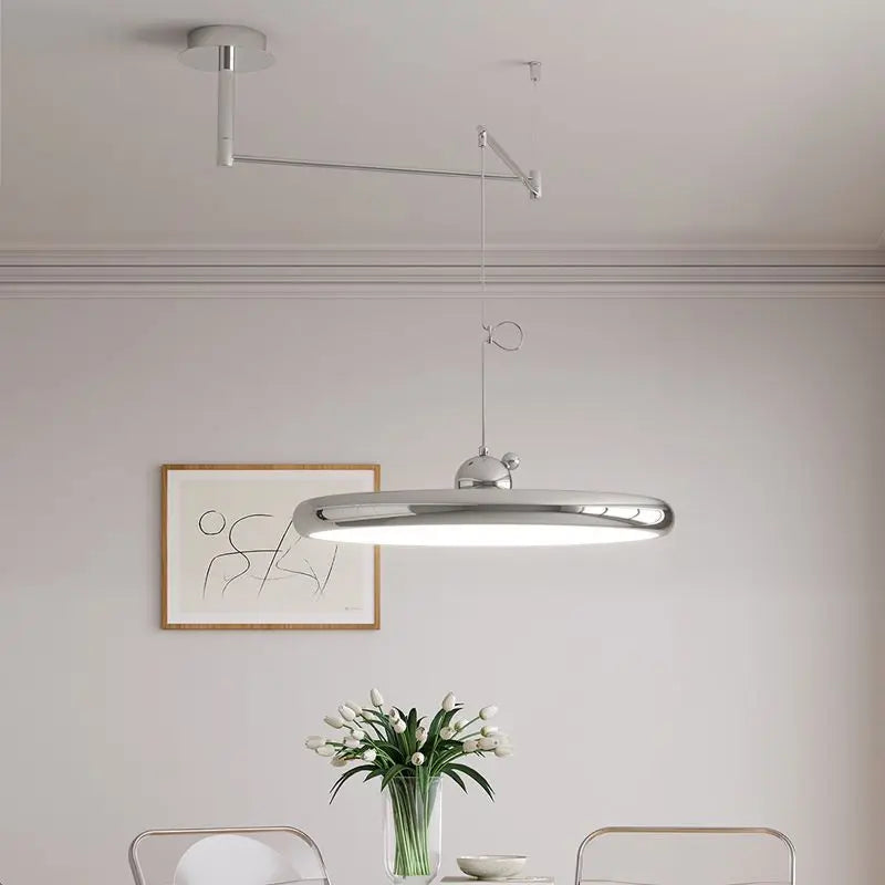 Suspension pliantes rétractables nordiques laiteux jaune argent suspension Restaurant Table à manger bureau lustre lampe 220V - vue 4 sur 10