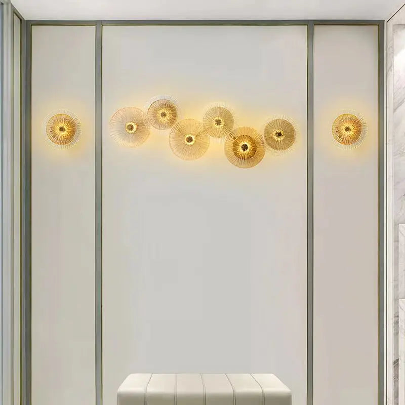 applique murale moderne en verre de feuille de lotus de luxe