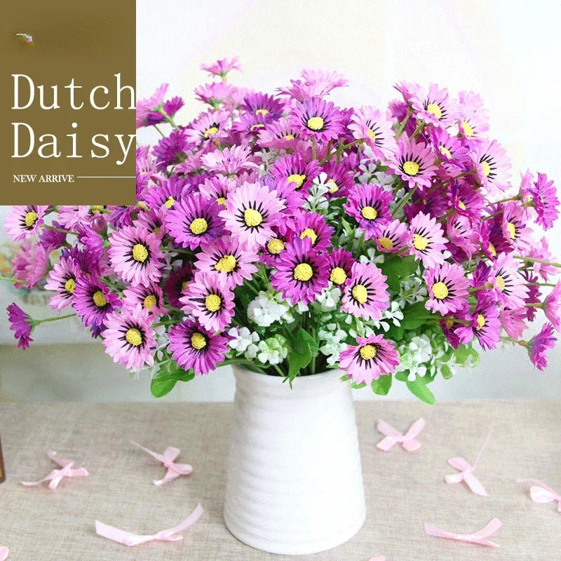 bouquet de marguerites en soie pour décoration florale artificielle - vue 6 sur 10