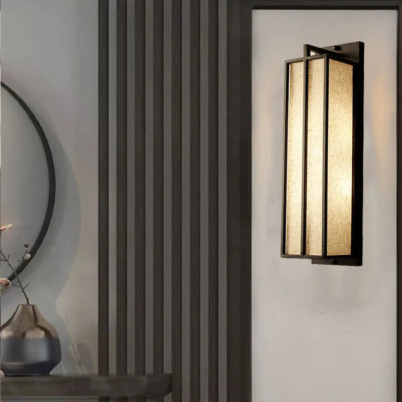 applique murale simple style chinois avec couverture en lin