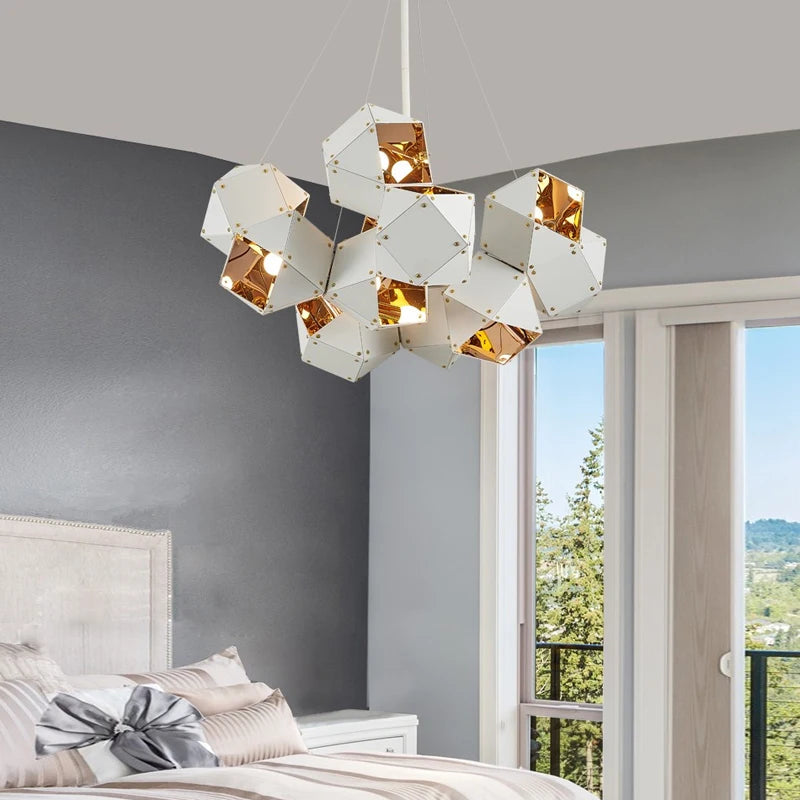 Modern luxury creative LED dining room chandelier New cube art living room decorated kitchen, meeting room hanging chandelier - vue 2 sur 14