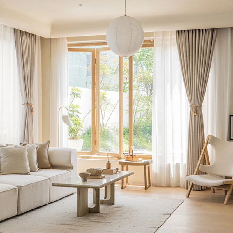 Rideau occultant motif feuilles style moderne salon chambre