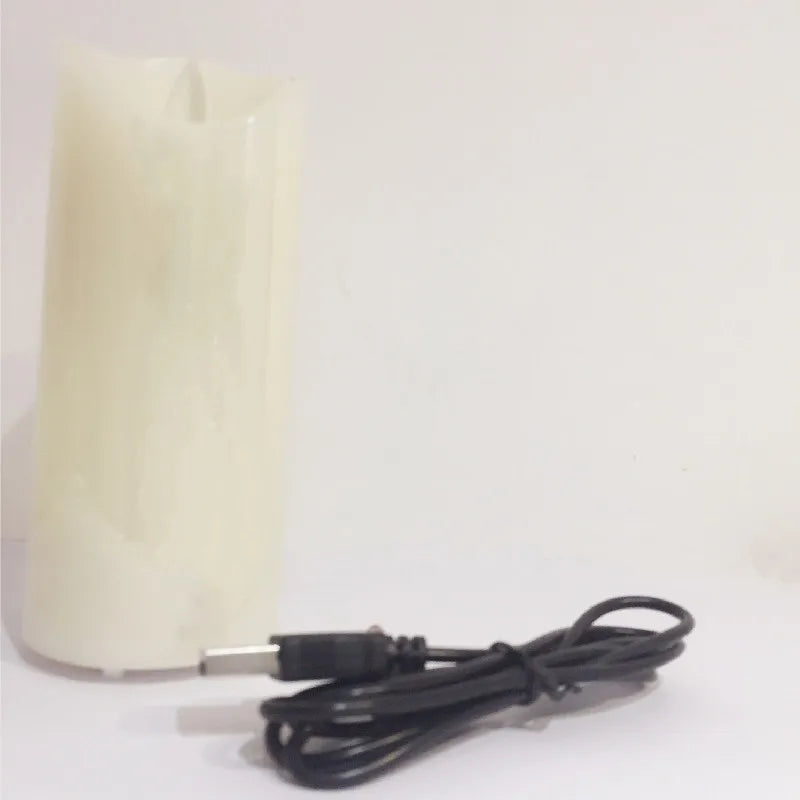 bougie pilier led rechargeable à bord ondulé décoration festive - vue 4 sur 7