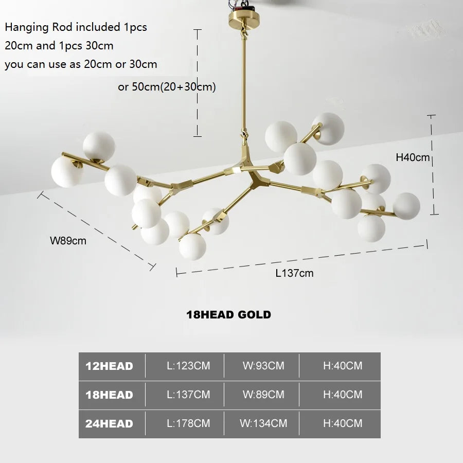 lustre moderne led créatif branche d'arbre moléculaire décorative - vue 6 sur 12