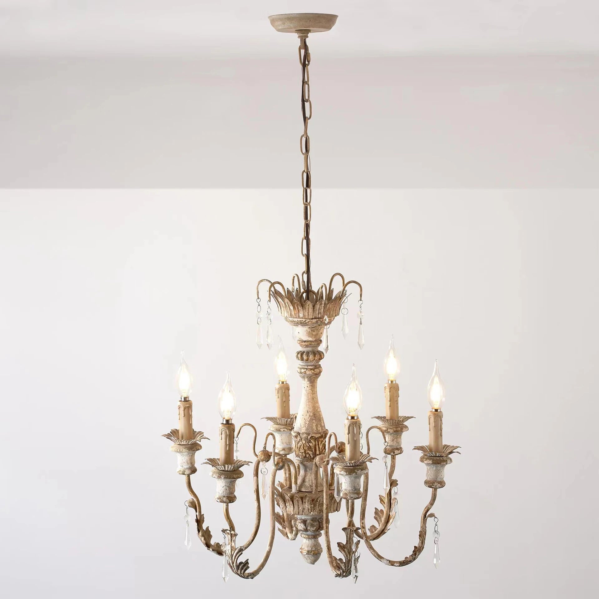 lustre en bois vintage français design art lumière - vue 3 sur 6