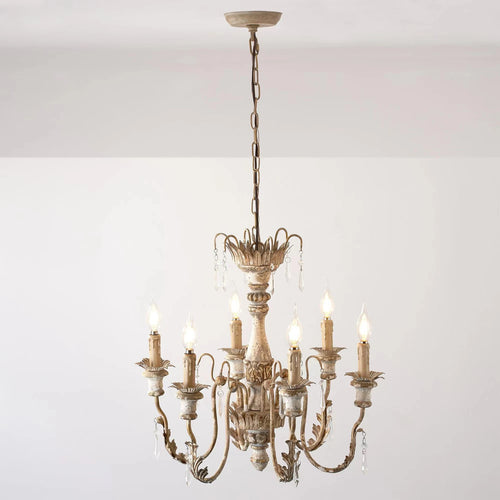 lustre en bois vintage français design art lumière - vue 3 sur 6