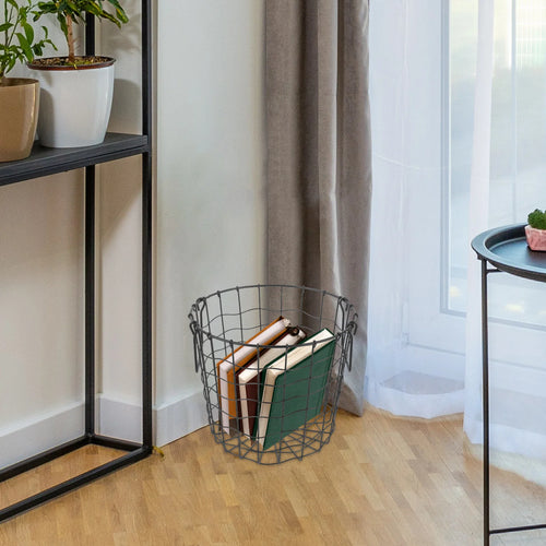 panier de rangement rond en fer pour bois de chauffage extérieur - vue 6 sur 6