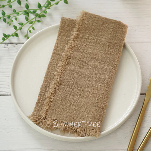 Serviette de table gaze coton rustique lot 12