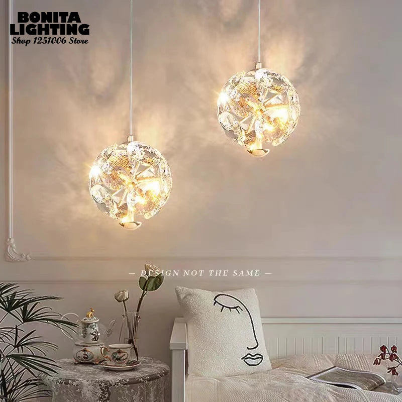 suspension moderne de luxe avec design en diamant lumineux - vue 6 sur 9